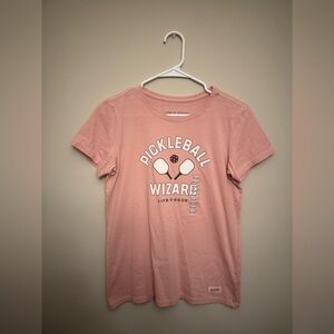 Life is Good Women Short Sleeve Crusher Tee Pickleball Wizard Pink Small - NWT